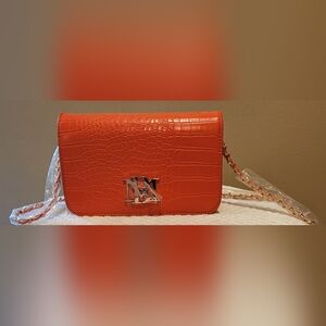 Badgley Mischka Croco Crossbody Orange NWT